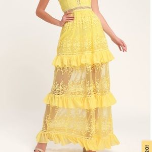 yellow prom boho dress maxi